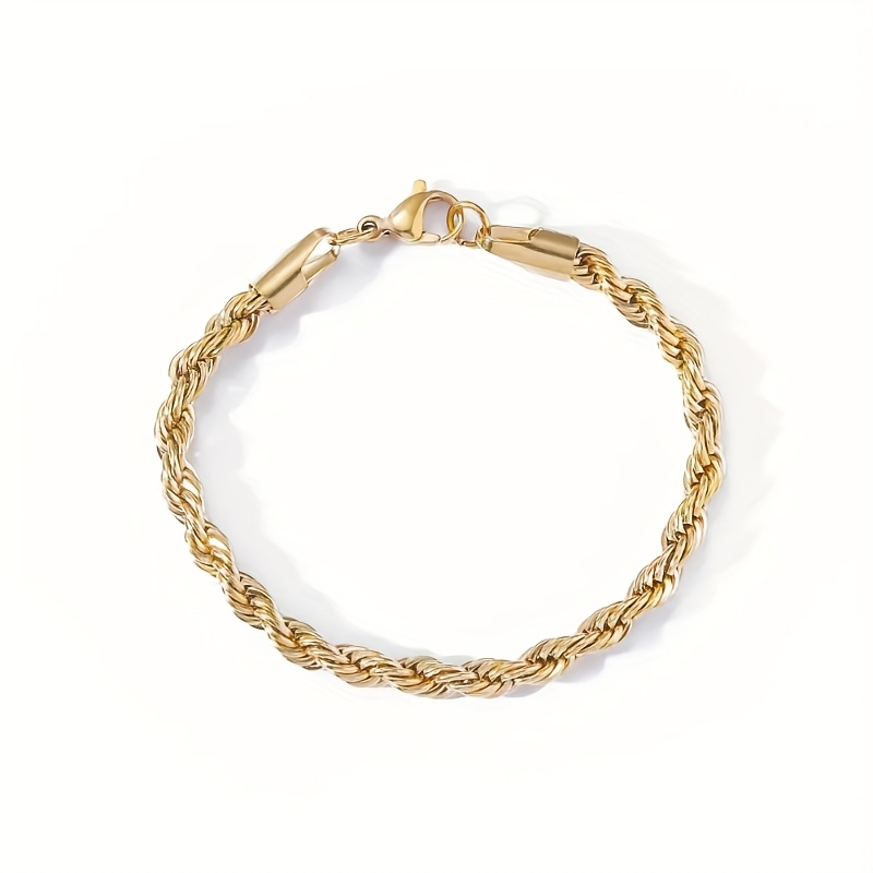 Twisted Rope Chain Set Necklace and Bracelet Non Magnetic Golden Finish
